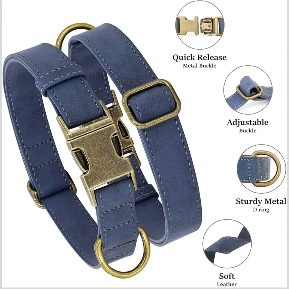 Didog‎ Leather Dog Collar Metal Buckle Adjustable Pet Puppy Neck Strap Medium